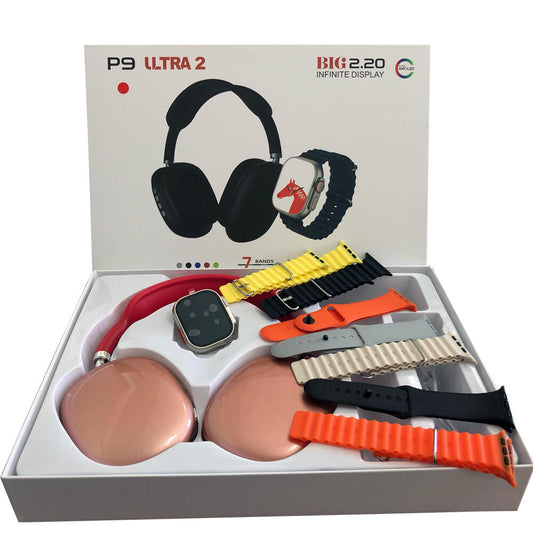 Smartwatch 2 em 1 + Fones de ouvido Bluetooth com faixa de cabeça